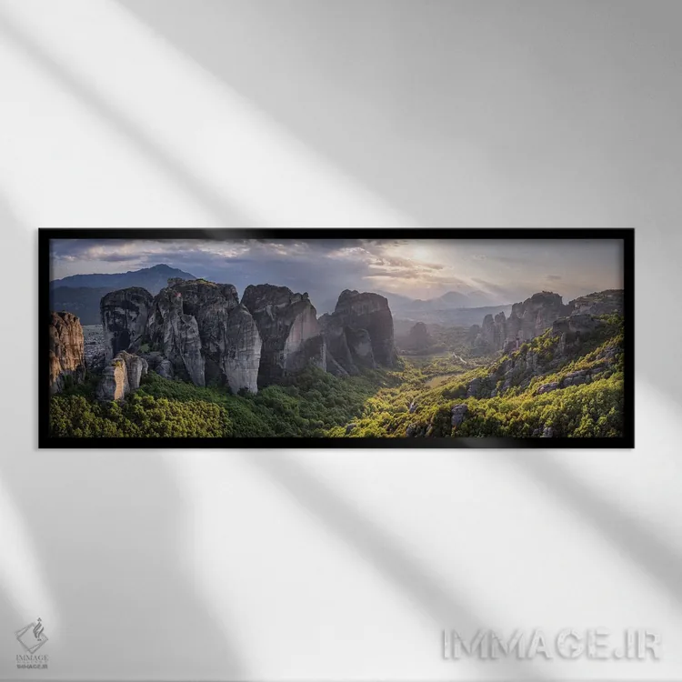 تابلو Kalabaka (Kalambaka), Greece,غروب متئورا، کالاباکا (کالامباکا)، یونان اثر یان بکه - نمای قابدار مشکی