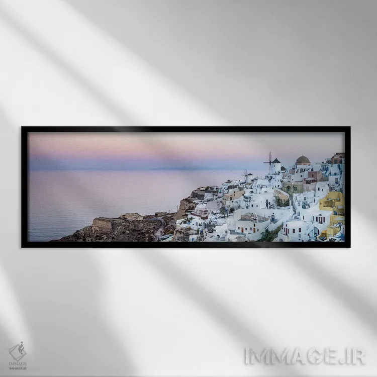 تابلو Santorini (Santorin), Greece,پانورامای اویا در غروب، سانتورینی (سانتورین)، یونان اثر یان بکه - نمای قابدار مشکی