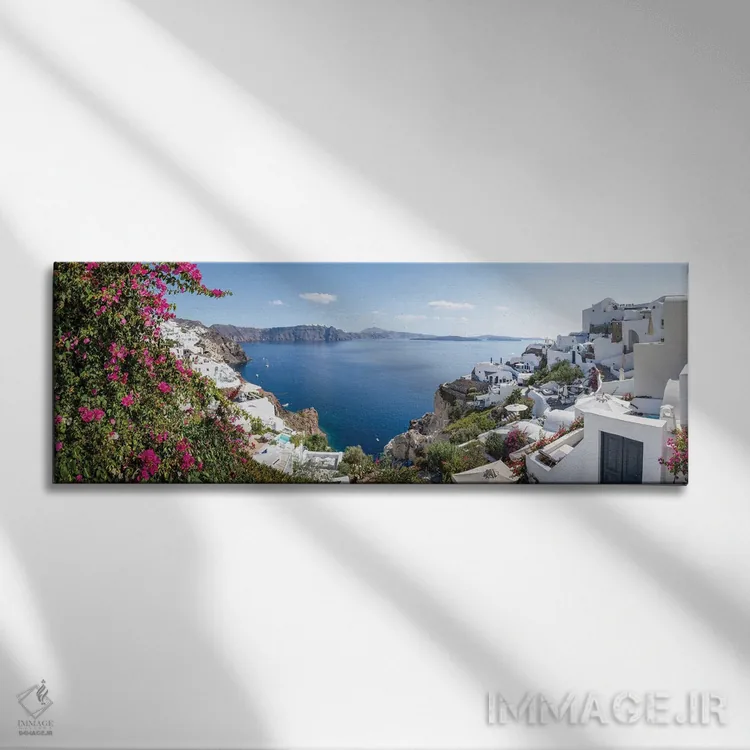 تابلو Oia, Santorini (Santorin), Greece,نمای پانورامای کالدرا در امتداد اویا، سانتورینی (سانتورین)، یونان اثر یان بکه - نمای روبهرو روی دیوار