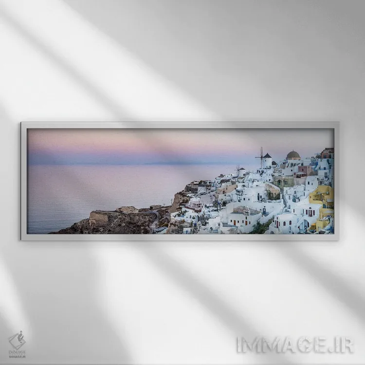 تابلو Santorini (Santorin), Greece,پانورامای اویا در غروب، سانتورینی (سانتورین)، یونان اثر یان بکه - نمای قابدار سفید