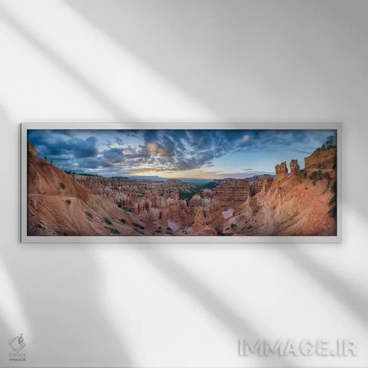 تابلو Utah, USA,پانورامای طلوع خورشید در پارک ملی برایس کنیون، یوتا، آمریکا اثر یان بکه - نمای قابدار سفید