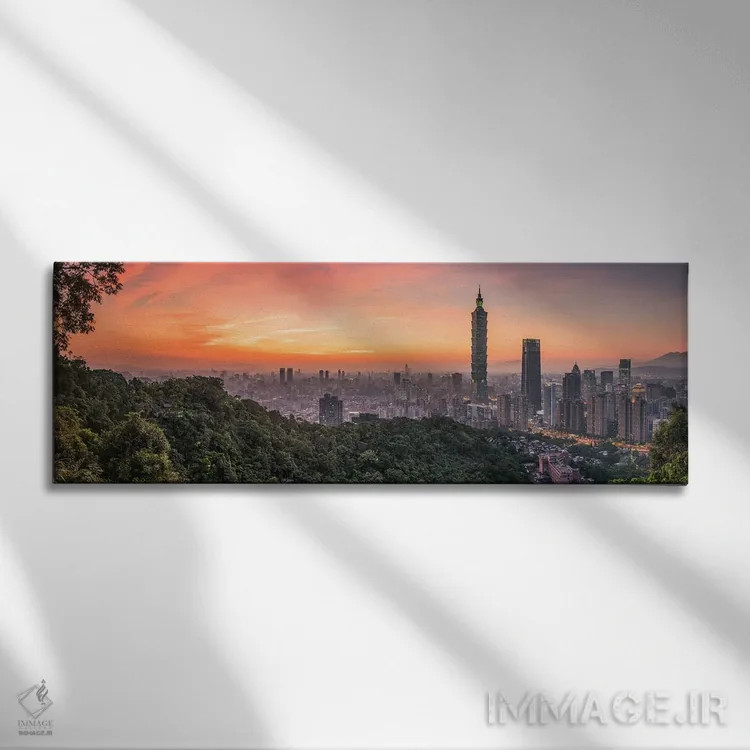 تابلو Taiwan, Republic Of China,پانورامای غروب تایپه، تایوان، جمهوری چین اثر یان بکه - نمای روبهرو روی دیوار