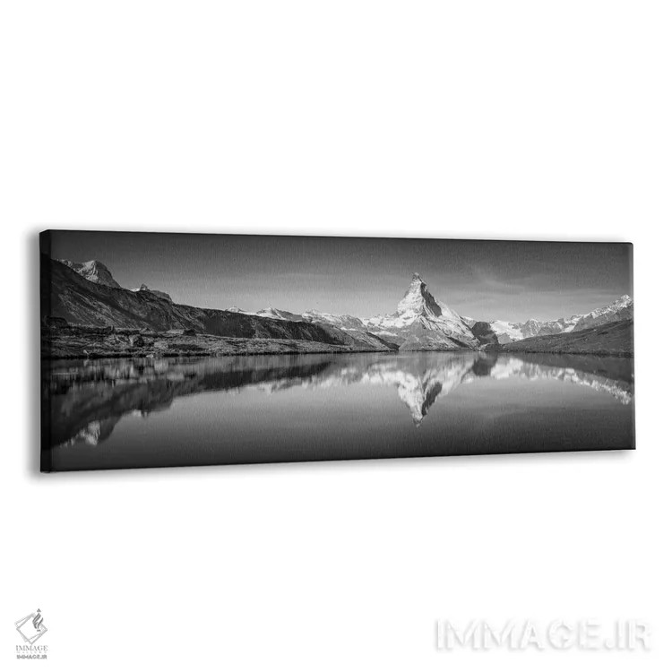 تابلو Zermatt, Switzerland,پانورامای دریاچه استلی با کوه ماترهورن سیاه و سفید، زرمات، سوئیس اثر یان بکه - نمای پرسپکتیو محصول