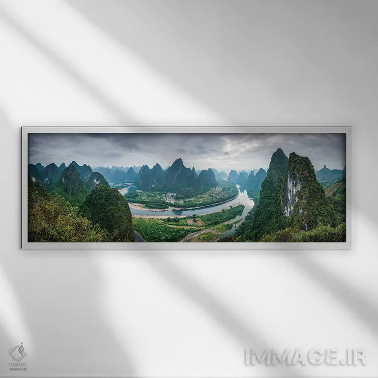 تابلو Karst Hills Of Yangshuo, Guilin, China,پانوراما از کوه شیانگگونگ، تپههای کارست یانگشو، گویلین، چین اثر یان بکه - نمای قابدار سفید