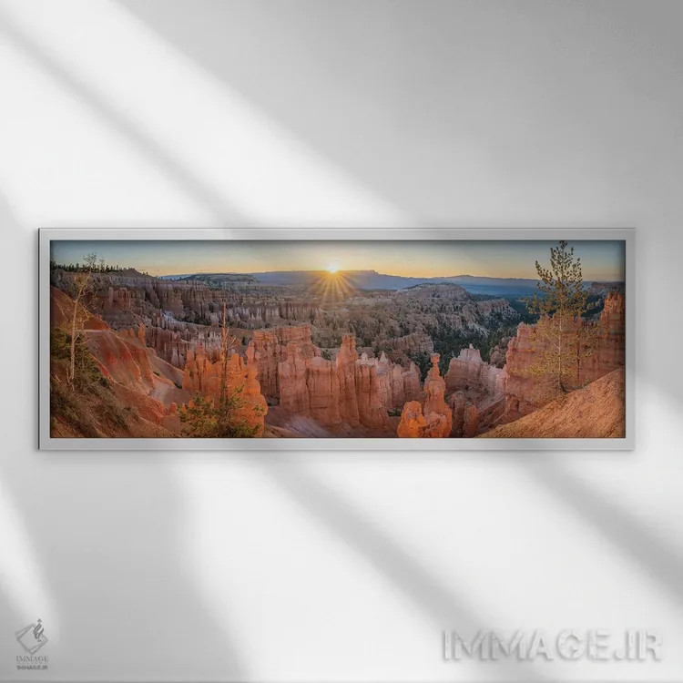 تابلو Utah, USA,پانورامای پارک برایس کنیون در طلوع، یوتا، آمریکا اثر یان بکه - نمای قابدار سفید