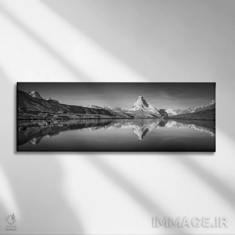 تابلو Zermatt, Switzerland,پانورامای دریاچه استلی با کوه ماترهورن سیاه و سفید، زرمات، سوئیس اثر یان بکه - نمای روبهرو روی دیوار