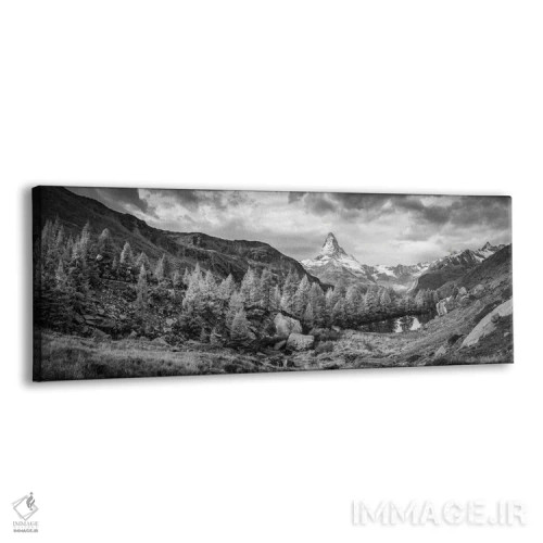 تابلو Zermatt, Swiss Alps, Switzerland,پانوراما از کوه ماترهورن سیاه و سفید، زرمات، آلپ سوئیس، سوئیس اثر یان بکه - نمای پرسپکتیو محصول