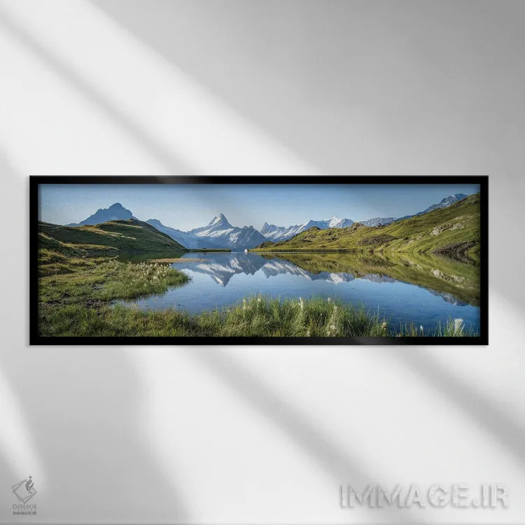 تابلو Grindelwald, Swiss Alps, Switzerland,پانورامای دریاچه باخالپسی هنگام طلوع در تابستان، گرینلدوالد، آلپ سوئیس، سوئیس اثر یان بکه - نمای قابدار مشکی