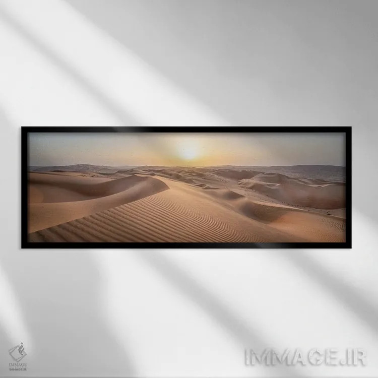 تابلو Empty Quarter, Abu Dhabi, United Arab Emirates,صحرای روبالعالی (ربعالخالی) در غروب، ابوظبی، امارات متحده عربی اثر یان بکه - نمای قابدار مشکی