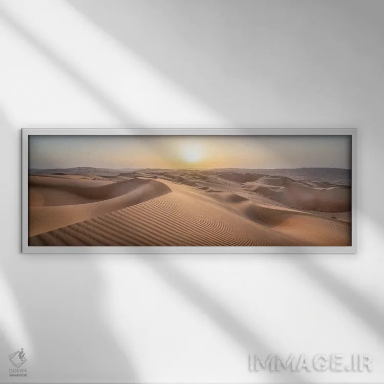 تابلو Empty Quarter, Abu Dhabi, United Arab Emirates,صحرای روبالعالی (ربعالخالی) در غروب، ابوظبی، امارات متحده عربی اثر یان بکه - نمای قابدار سفید