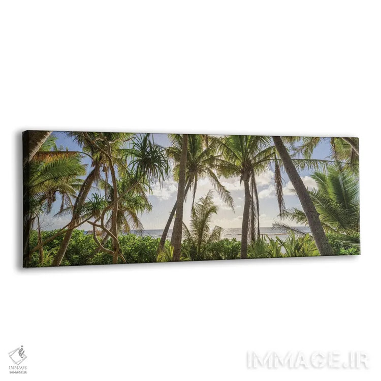 تابلو پانورامای درختان نخل در غروب آفتاب اثر یان بکه - نمای پرسپکتیو محصول