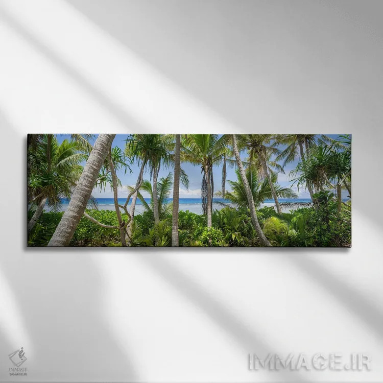 تابلو پانورامای منظره جنگل با درختان نخل اثر یان بکه - نمای روبهرو روی دیوار