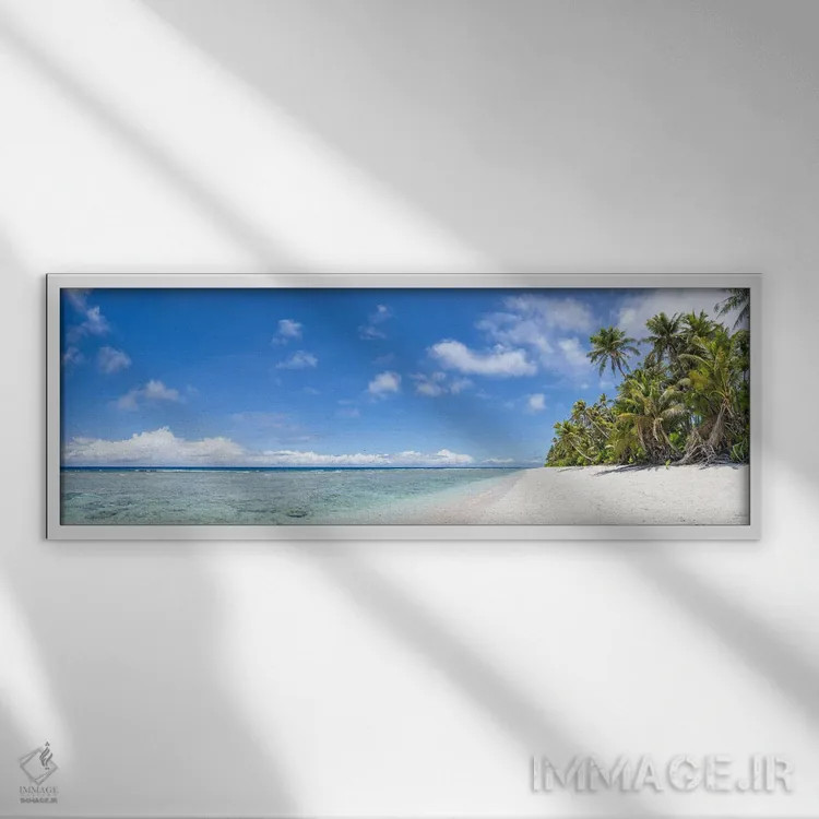 تابلو Us Territory,پانورامای ساحل استوایی در گوام، قلمرو ایالات متحده اثر یان بکه - نمای قابدار سفید