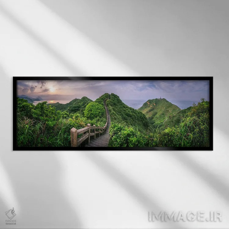 تابلو Ruifang District, New Taipei, Taiwan, Republic Of China,پانورامای دماغه بیتو هنگام غروب آفتاب، منطقه رویفانگ، نیوتایپه، تایوان، جمهوری چین اثر یان بکه - نمای قابدار مشکی