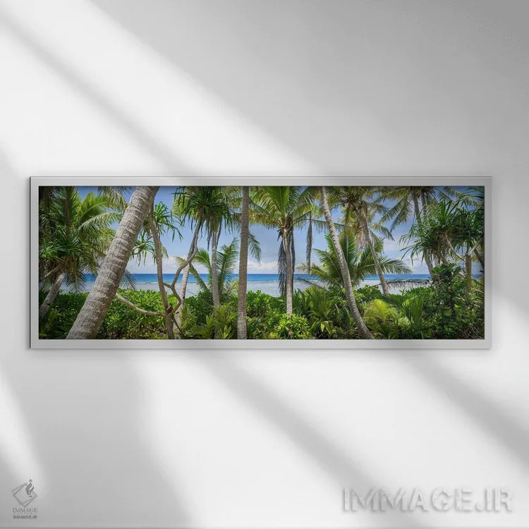 تابلو پانورامای منظره جنگل با درختان نخل اثر یان بکه - نمای قابدار سفید