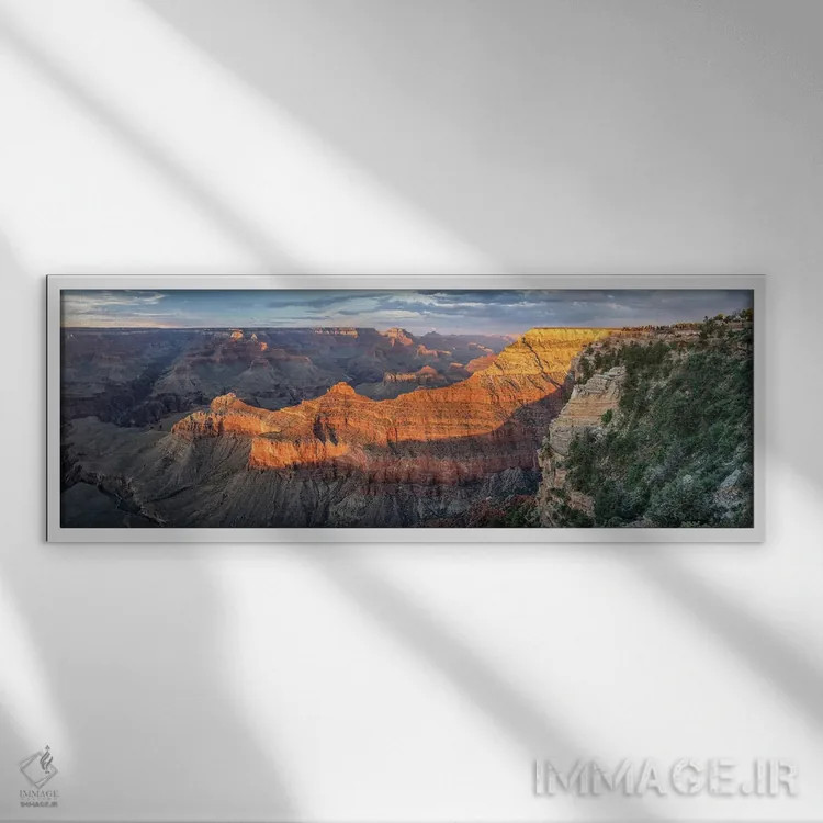 تابلو Grand Canyon South Rim, Arizona, USA,پانورامای غروب آفتاب در نقطه ماتر، لبه جنوبی گرند کنیون، آریزونا، ایالات متحده اثر یان بکه - نمای قابدار سفید