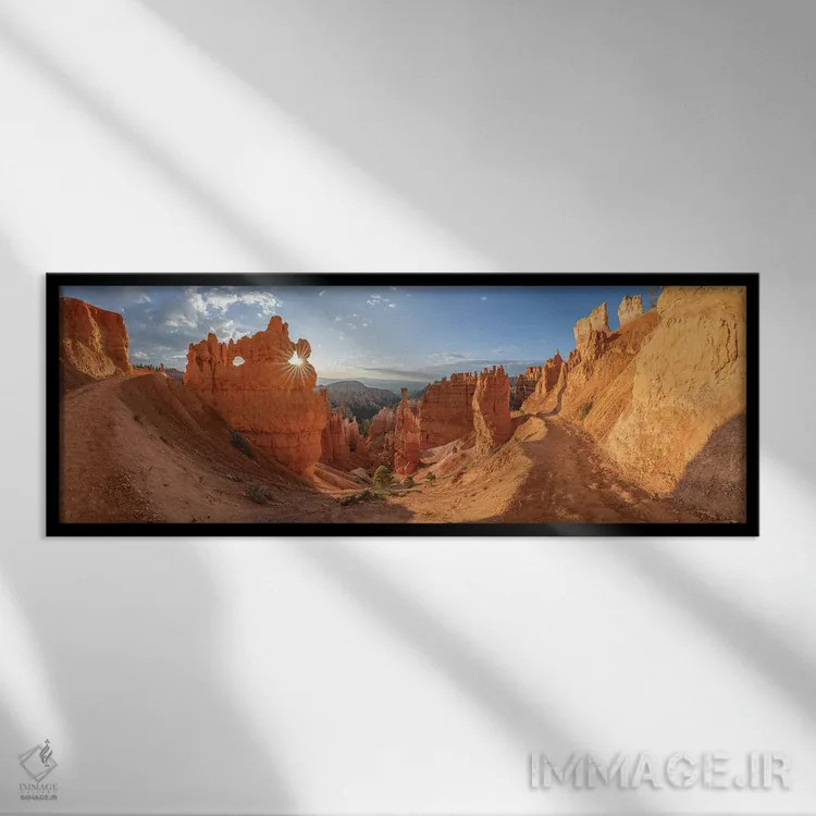 تابلو Utah, USA,پانورامای طلوع آفتاب در بریس کنیون، یوتا، ایالات متحده اثر یان بکه - نمای قابدار مشکی