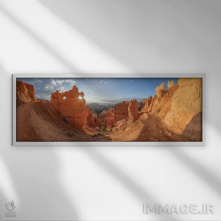 تابلو Utah, USA,پانورامای طلوع آفتاب در بریس کنیون، یوتا، ایالات متحده اثر یان بکه - نمای قابدار سفید