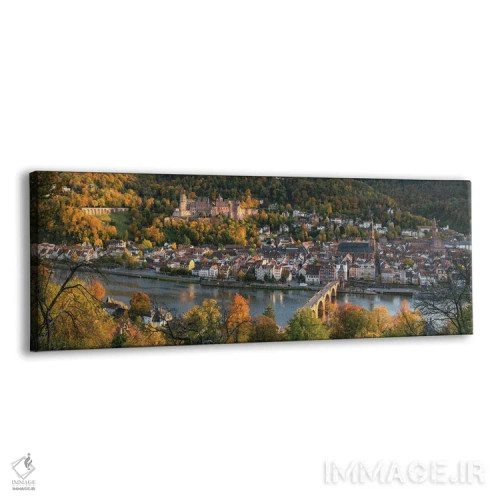 تابلو شهر قدیمی هایدلبرگ در پاییز با نمای قلعه هایدلبرگ و پل قدیمی اثر یان بکه - نمای پرسپکتیو محصول