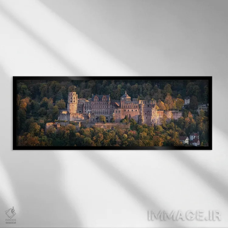 تابلو Baden-Württemberg, Germany,پانورامای قلعه هایدلبرگ در فصل پاییز، بادن-وورتمبرگ، آلمان اثر یان بکه - نمای قابدار مشکی