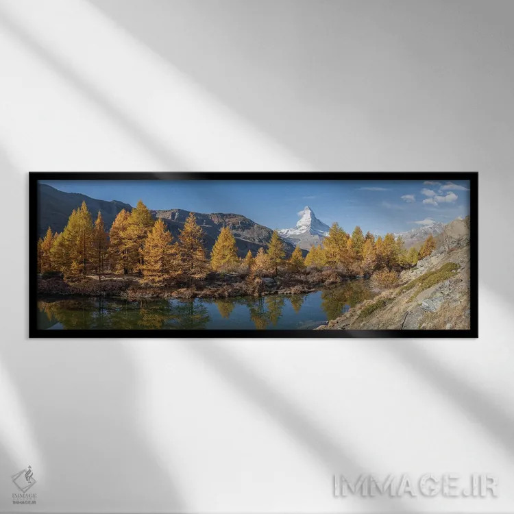 تابلو Swiss Alps, Switzerland,پانورامای کوه ماترهورن و دریاچه گریندجیزه در فصل پاییز، آلپ سوئیس، سوئیس اثر یان بکه - نمای قابدار مشکی