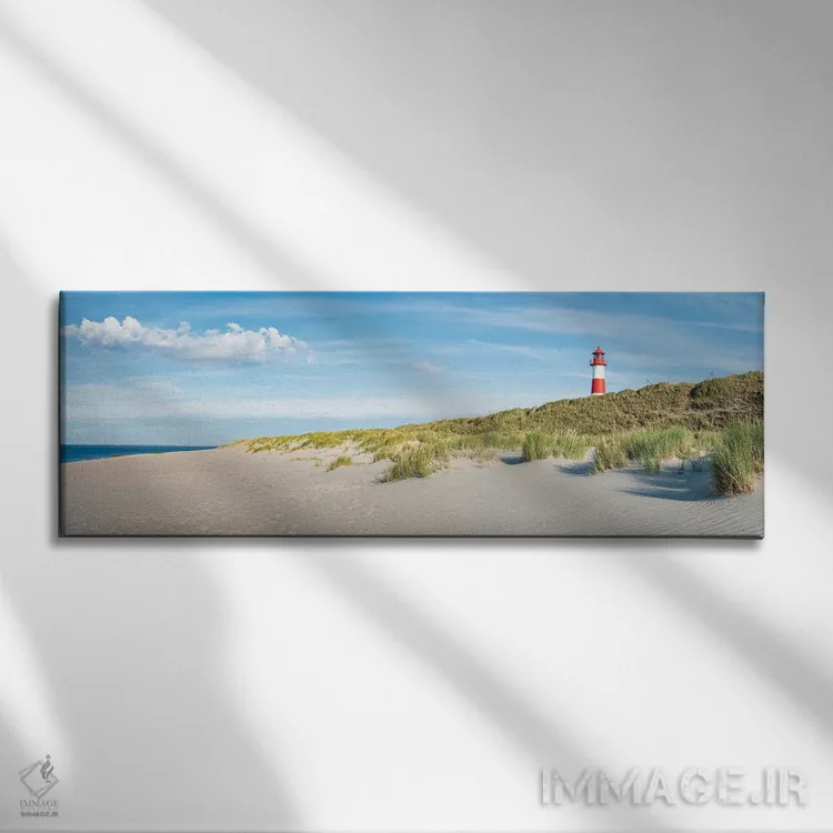 تابلو Sylt, Schleswig-Holstein, Germany,نمای پانورامای یک ساحل با فانوس دریایی، زولیت، اشلسویگ-هولشتاین، آلمان اثر یان بکه - نمای روبهرو روی دیوار