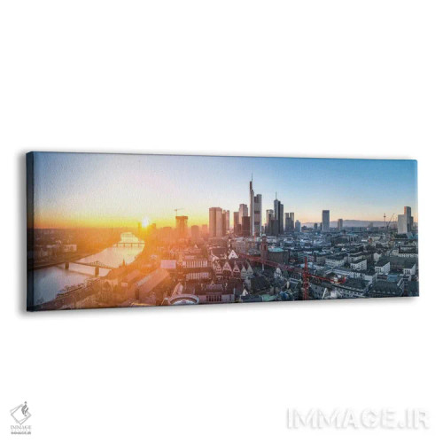تابلو پانورامای خط آسمان فرانکفورت آم ماین هنگام غروب آفتاب اثر یان بکه - نمای پرسپکتیو محصول