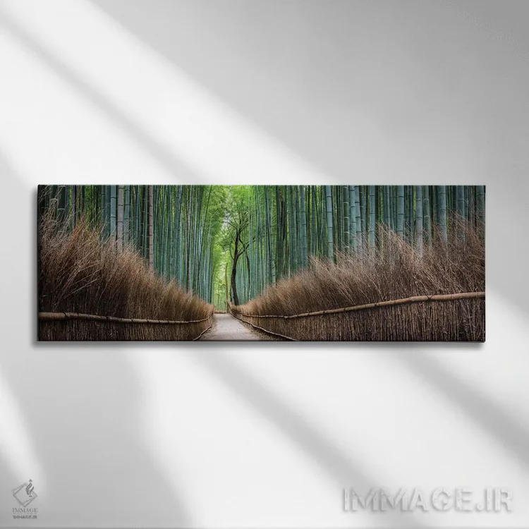 تابلو جنگل بامبوی آراشییاما اثر یان بکه - نمای روبهرو روی دیوار