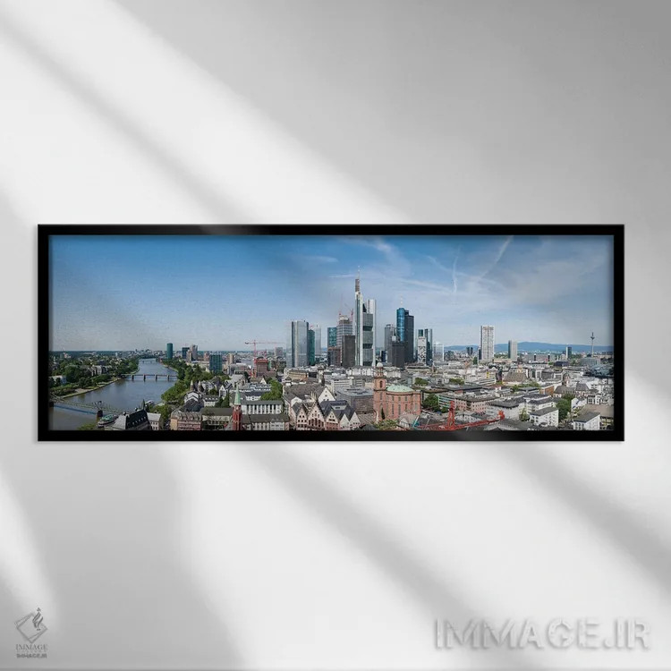 تابلو Hesse, Germany,نمای منطقه تجاری مرکزی در فرانکفورت آم ماین، هسن، آلمان اثر یان بکه - نمای قابدار مشکی