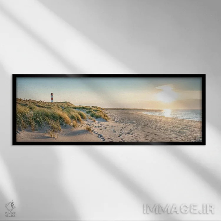 تابلو Sylt, Schleswig-Holstein, Germany,پانورامای غروب آفتاب در ساحل شنی تپهای، زولیت، اشلسویگ-هولشتاین، آلمان اثر یان بکه - نمای قابدار مشکی