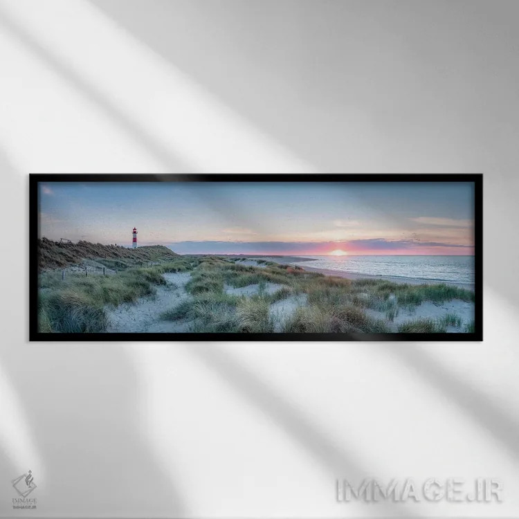 تابلو Sylt, Schleswig-Holstein, Germany,غروب آفتاب در ساحل شنی تپهای، زولیت، اشلسویگ-هولشتاین، آلمان اثر یان بکه - نمای قابدار مشکی