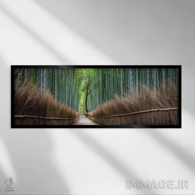 تابلو جنگل بامبوی آراشییاما اثر یان بکه - نمای قابدار مشکی