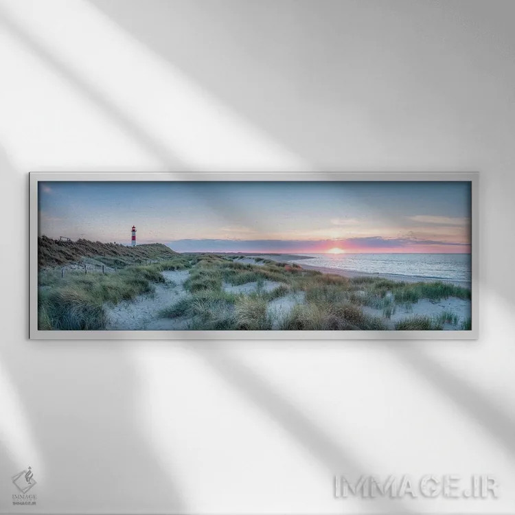 تابلو Sylt, Schleswig-Holstein, Germany,غروب آفتاب در ساحل شنی تپهای، زولیت، اشلسویگ-هولشتاین، آلمان اثر یان بکه - نمای قابدار سفید