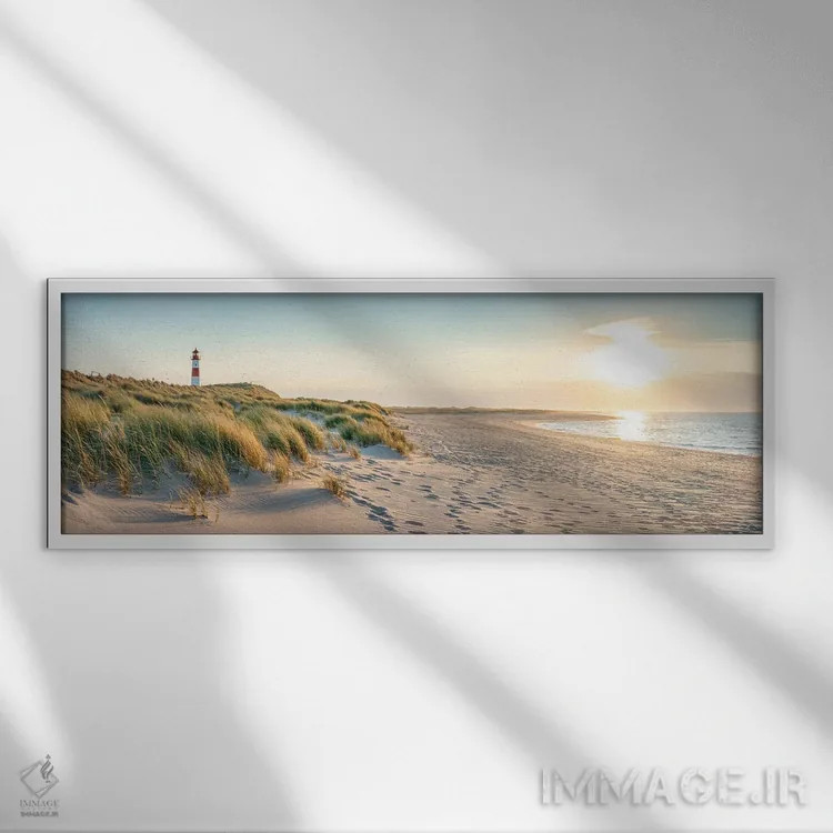 تابلو Sylt, Schleswig-Holstein, Germany,پانورامای غروب آفتاب در ساحل شنی تپهای، زولیت، اشلسویگ-هولشتاین، آلمان اثر یان بکه - نمای قابدار سفید