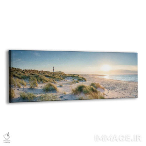 تابلو Schleswig-Holstein, Germany,پانورامای زولت در غروب همراه با فانوس دریایی لیست اوست، ایالت شلسویگ-هولشتاین، آلمان اثر یان بکه - نمای پرسپکتیو محصول