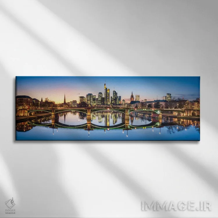 تابلو Hesse, Germany,پل ایگناتس-بوبیس (ایگناتس بوبیس بروکه) و خط آسمان فرانکفورت، هسن، آلمان اثر یان بکه - نمای روبهرو روی دیوار