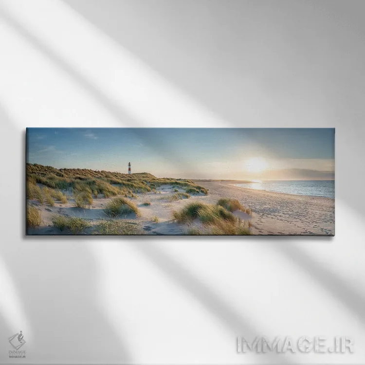 تابلو Schleswig-Holstein, Germany,پانورامای زولت در غروب همراه با فانوس دریایی لیست اوست، ایالت شلسویگ-هولشتاین، آلمان اثر یان بکه - نمای روبهرو روی دیوار