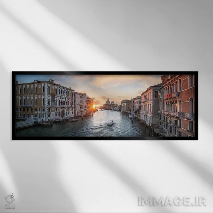 تابلو Italy,پانورامای کانال بزرگ در ونیز، ایتالیا اثر یان بکه - نمای قابدار مشکی