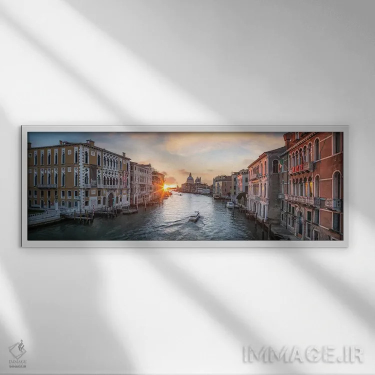 تابلو Italy,پانورامای کانال بزرگ در ونیز، ایتالیا اثر یان بکه - نمای قابدار سفید