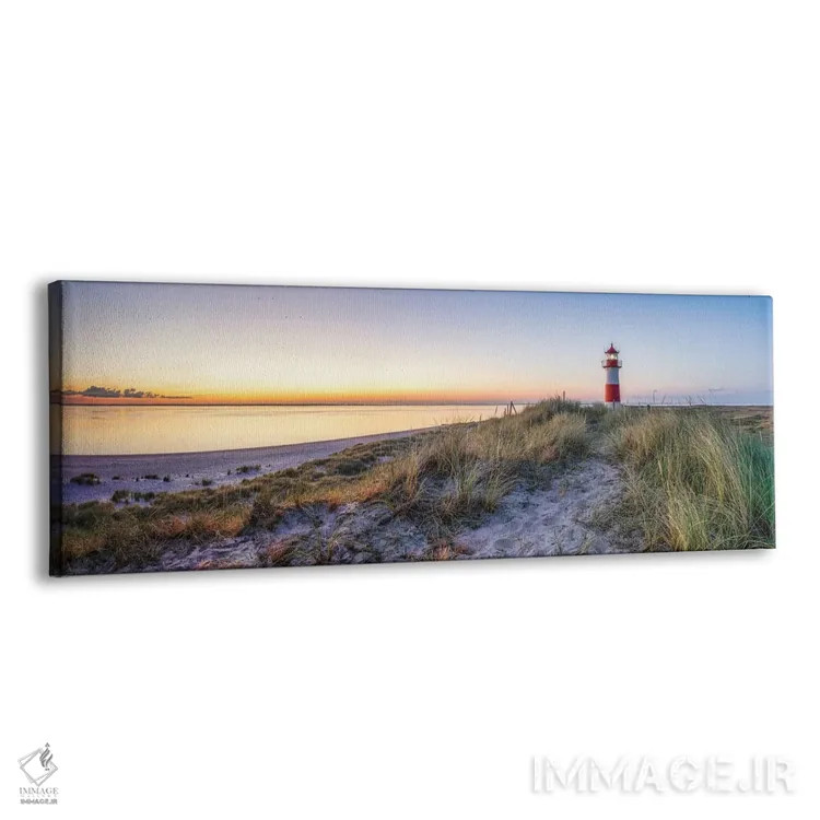 تابلو North Sea coast, Island of Sylt, Germany,طلوع آفتاب در فانوس دریایی لیست اوست، ساحل دریای شمال، جزیرهٔ زولت، آلمان اثر یان بکه - نمای پرسپکتیو محصول