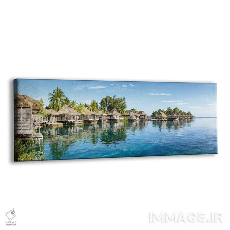 تابلو French Polynesia,بنگالوهای روی آب در یک اقامتگاه ساحلی لوکس در مورئا، پلینزی فرانسه اثر یان بکه - نمای پرسپکتیو محصول