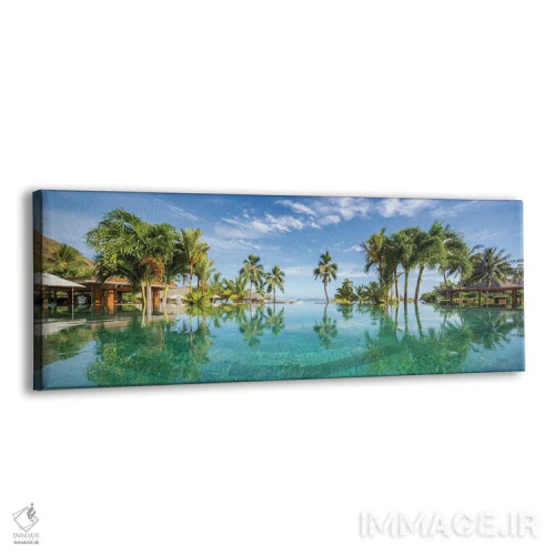 تابلو French Polynesia,استخر بینهایت در یک اقامتگاه ساحلی لوکس در تاهیتی، پلینزی فرانسه اثر یان بکه - نمای پرسپکتیو محصول