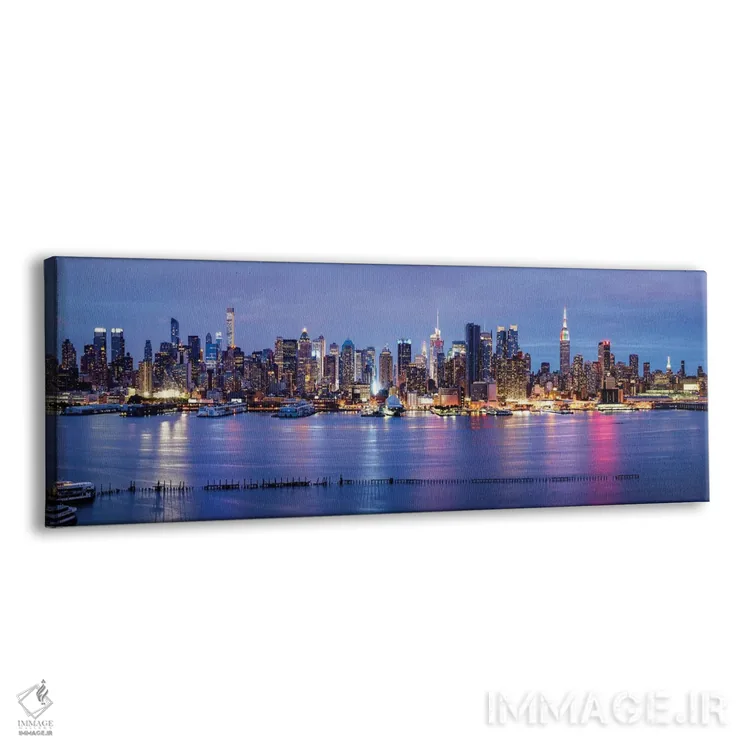 تابلو پانورامای خط افق منهتن در شب اثر یان بکه - نمای پرسپکتیو محصول