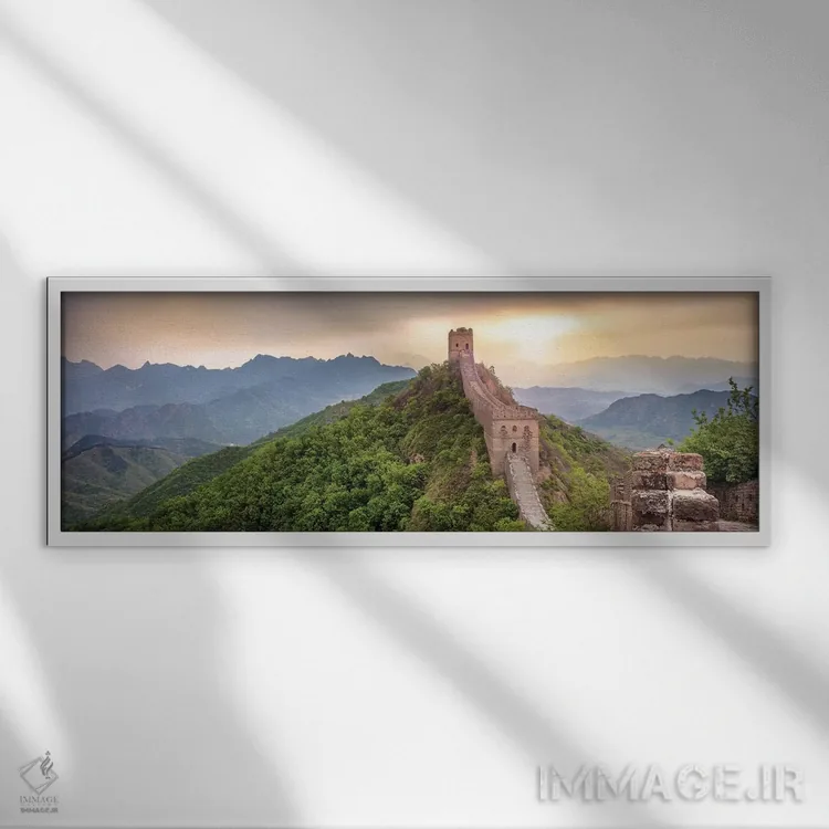 تابلو دیوار بزرگ چین نزدیک جینشانلینگ اثر یان بکه - نمای قابدار سفید