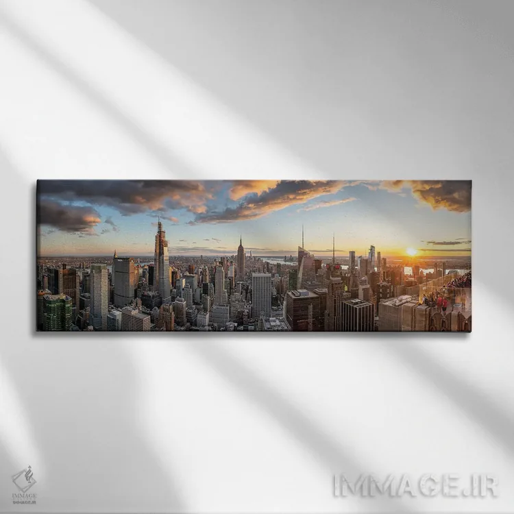 تابلو پانورامای خط افق منهتن اثر یان بکه - نمای روبهرو روی دیوار
