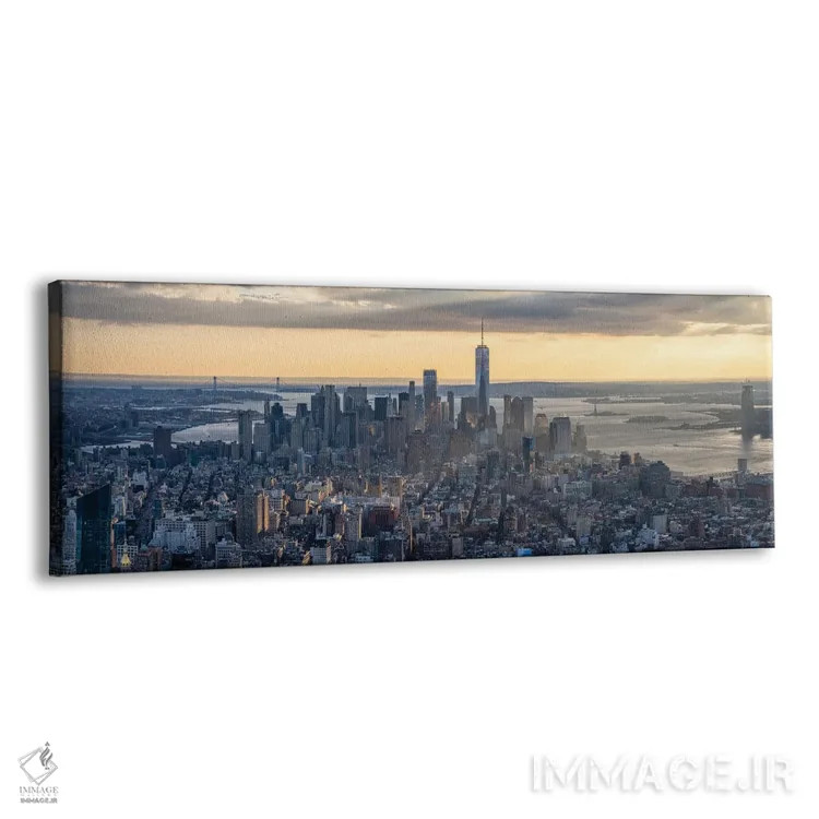 تابلو New York City, USA,پانورامای خط افق منهتن جنوبی در غروب، شهر نیویورک، ایالات متحده آمریکا اثر یان بکه - نمای پرسپکتیو محصول