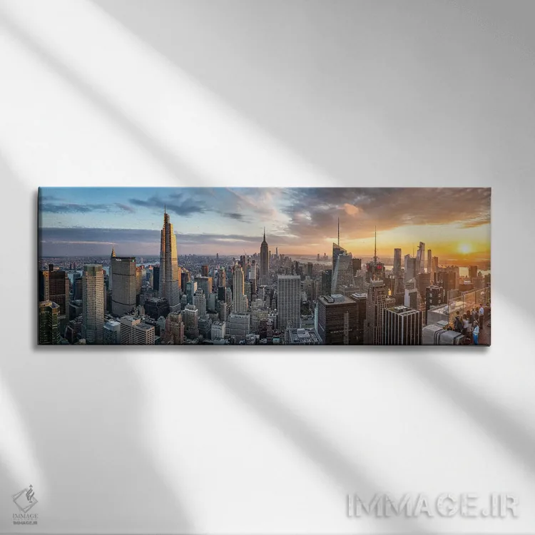 تابلو پانورامای غروب شهر نیویورک اثر یان بکه - نمای روبهرو روی دیوار