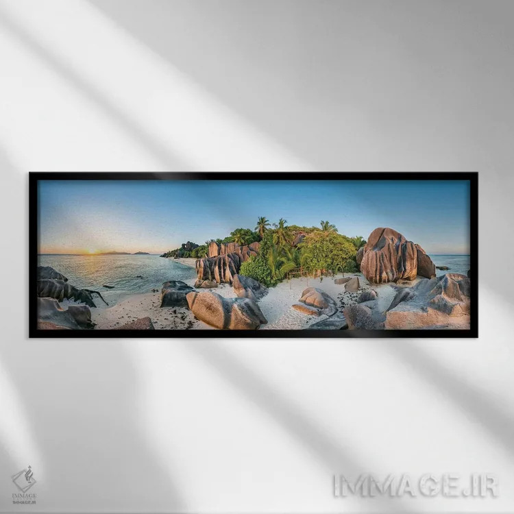 تابلو ساحل انس سورس دآرژان هنگام غروب اثر یان بکه - نمای قابدار مشکی