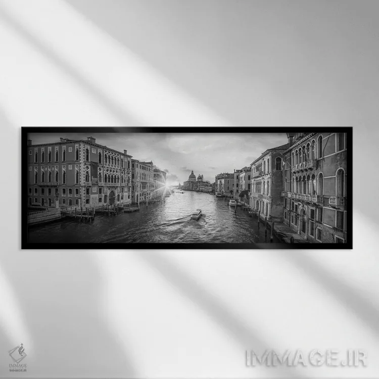 تابلو Venice, Italy,نمای پانورامی کانال بزرگ ونیز در طلوع آفتاب، ایتالیا اثر یان بکه - نمای قابدار مشکی