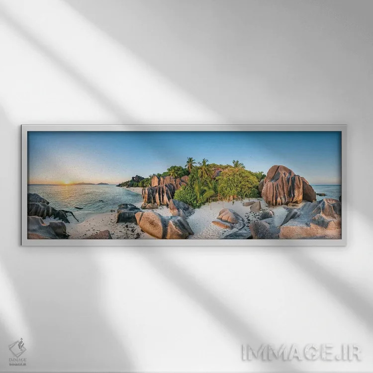 تابلو ساحل انس سورس دآرژان هنگام غروب اثر یان بکه - نمای قابدار سفید